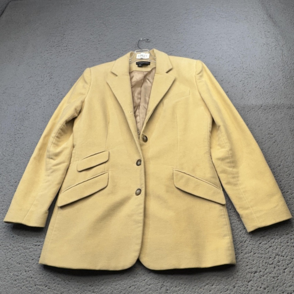 J Peterman Blazer Womens 4 Tan Cotton Jacket 3 Button Lined Classic USA